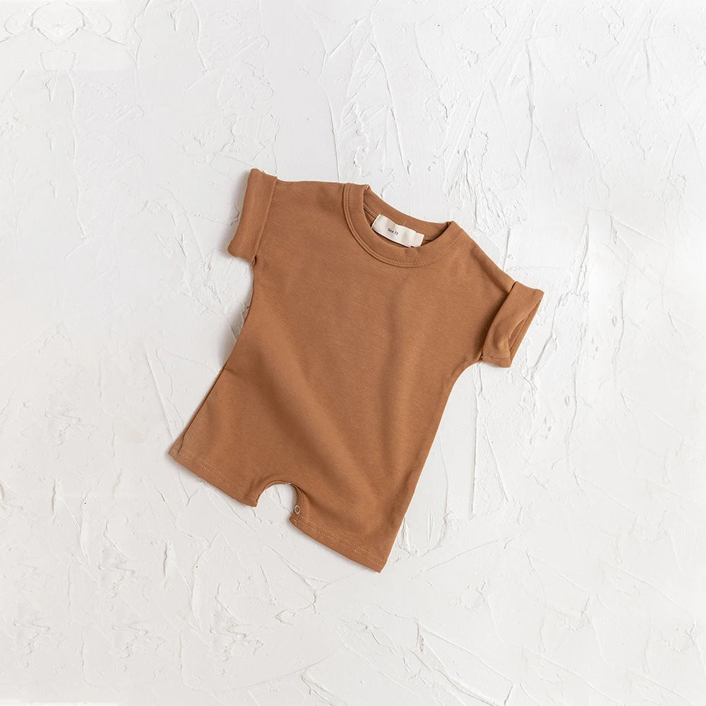 Baby Rompers Summer Solid Boy One piece Short Sleeve New Born Cotton Clothes Baby Girl Bodysuit Onesies Newborn Baby Clothes - Clothesfassion.store