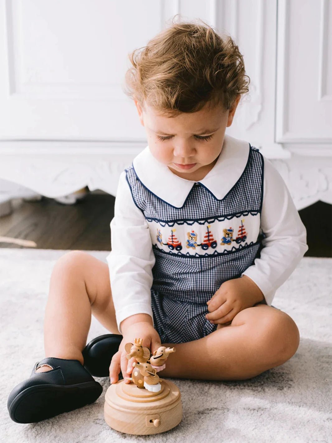 Baby Summer Clothes Boy Embroidery Suspenders Pants Children Plaid Leisure Suit Infants Smocked Clothing Kids Outfits - Clothesfassion.store