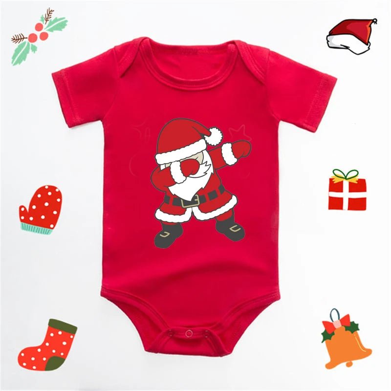 Baby's Merry Christmas Santa Bodysuit Cute New Year Clothes for Boy and Girl Red Jumpsuit Infant Short Sleeve Playsuit Outfit - Clothesfassion.store