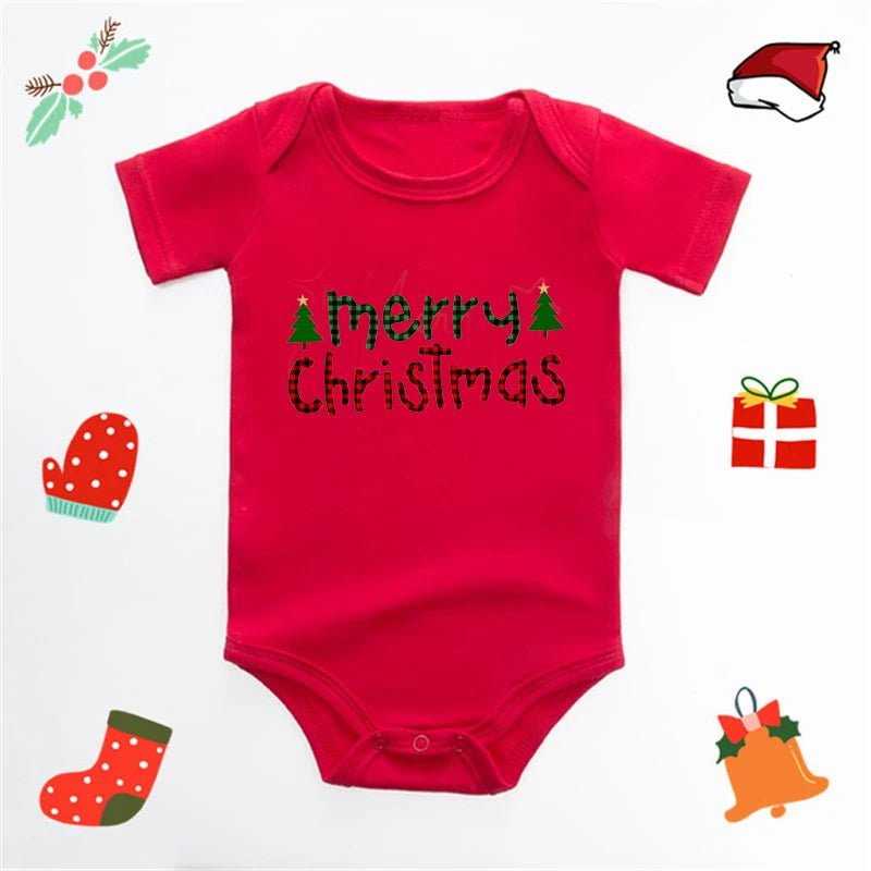Baby's Merry Christmas Santa Bodysuit Cute New Year Clothes for Boy and Girl Red Jumpsuit Infant Short Sleeve Playsuit Outfit - Clothesfassion.store
