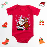 Baby's Merry Christmas Santa Bodysuit Cute New Year Clothes for Boy and Girl Red Jumpsuit Infant Short Sleeve Playsuit Outfit - Clothesfassion.store