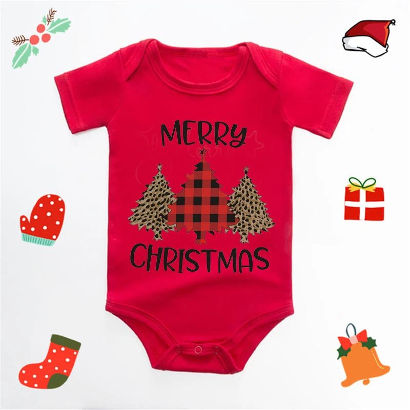 Baby's Merry Christmas Santa Bodysuit Cute New Year Clothes for Boy and Girl Red Jumpsuit Infant Short Sleeve Playsuit Outfit - Clothesfassion.store