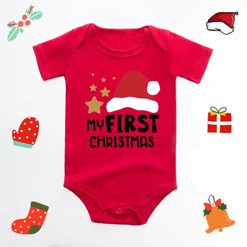 Baby's Merry Christmas Santa Bodysuit Cute New Year Clothes for Boy and Girl Red Jumpsuit Infant Short Sleeve Playsuit Outfit - Clothesfassion.store
