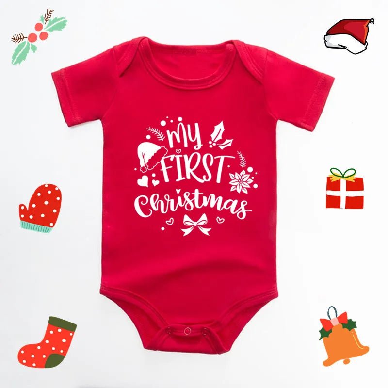 Baby's Merry Christmas Santa Bodysuit Cute New Year Clothes for Boy and Girl Red Jumpsuit Infant Short Sleeve Playsuit Outfit - Clothesfassion.store
