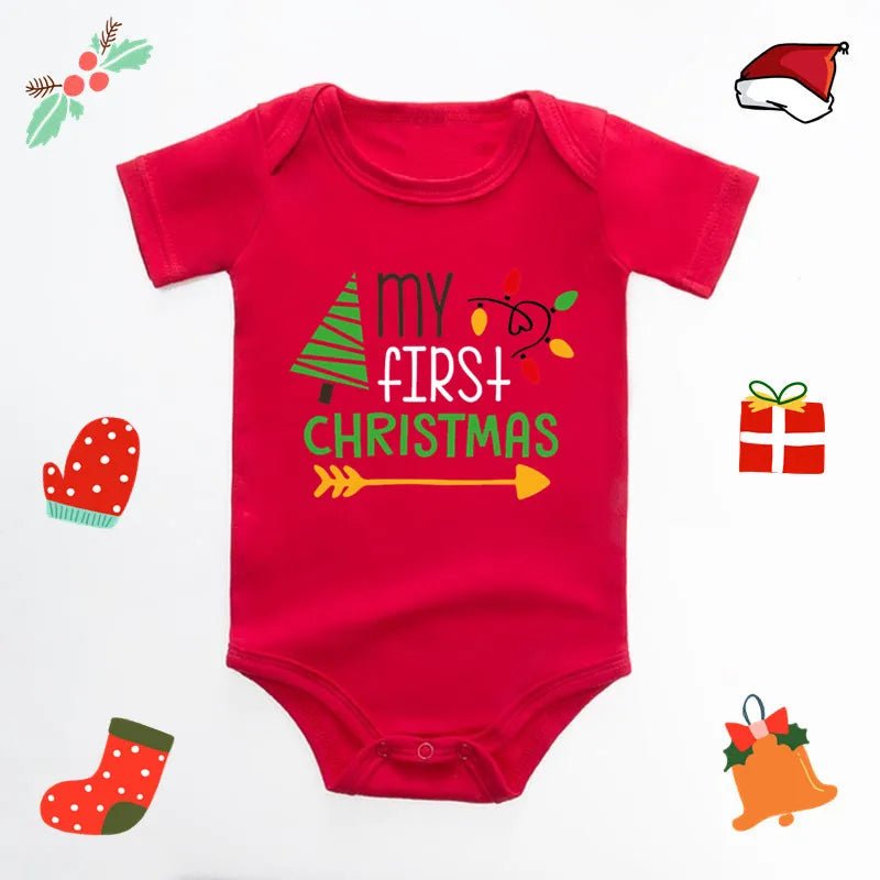 Baby's Merry Christmas Santa Bodysuit Cute New Year Clothes for Boy and Girl Red Jumpsuit Infant Short Sleeve Playsuit Outfit - Clothesfassion.store