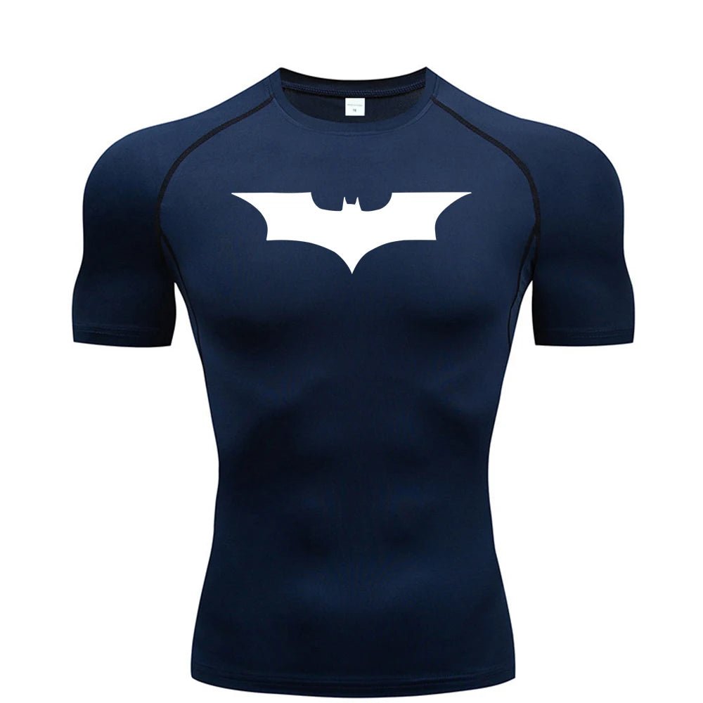 Bat Printed Men's Tight T-Shirt Running Compression Compression T Shirt Gym Fitness Jogging Short Sleeve Male Casual Shirt Tops - Clothesfassion.store