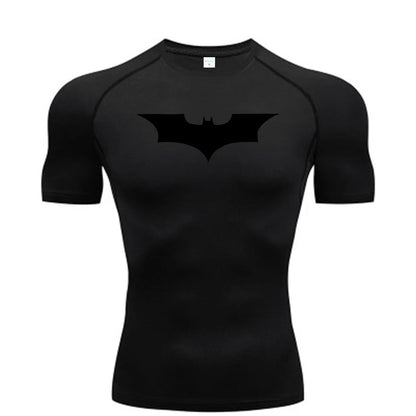Bat Printed Men's Tight T-Shirt Running Compression Compression T Shirt Gym Fitness Jogging Short Sleeve Male Casual Shirt Tops - Clothesfassion.store