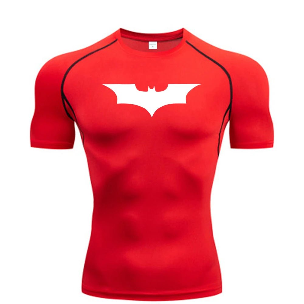 Bat Printed Men's Tight T-Shirt Running Compression Compression T Shirt Gym Fitness Jogging Short Sleeve Male Casual Shirt Tops - Clothesfassion.store