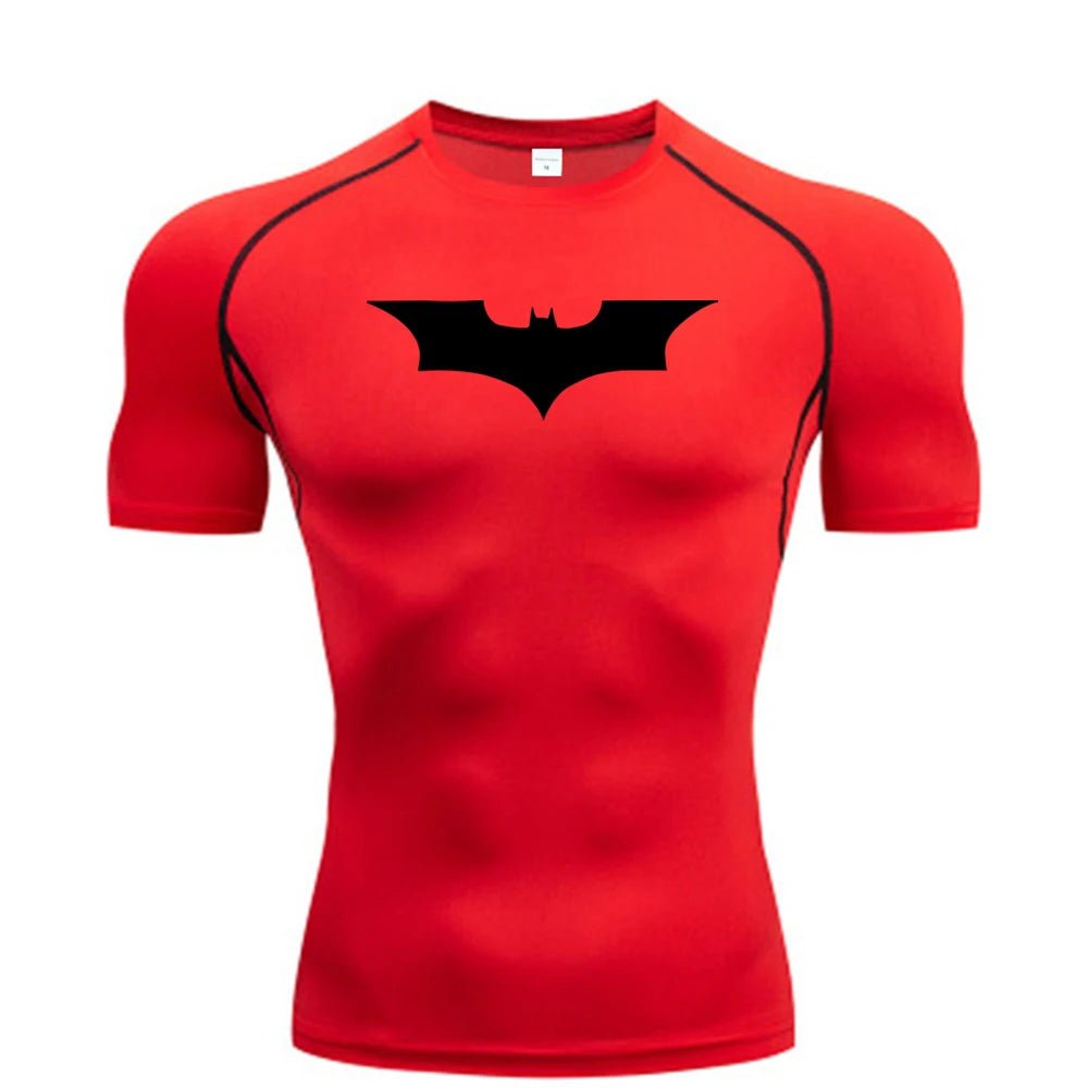 Bat Printed Men's Tight T-Shirt Running Compression Compression T Shirt Gym Fitness Jogging Short Sleeve Male Casual Shirt Tops - Clothesfassion.store