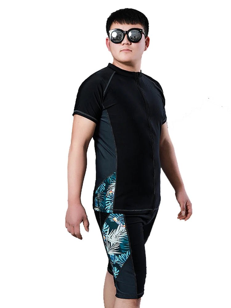 Big Size Men Swimwear Set Swim Shorts Swimming Trunks Two Piece Swimsuit Beach Outfits Rashguard Man Beachwear Sportswear - Clothesfassion.store
