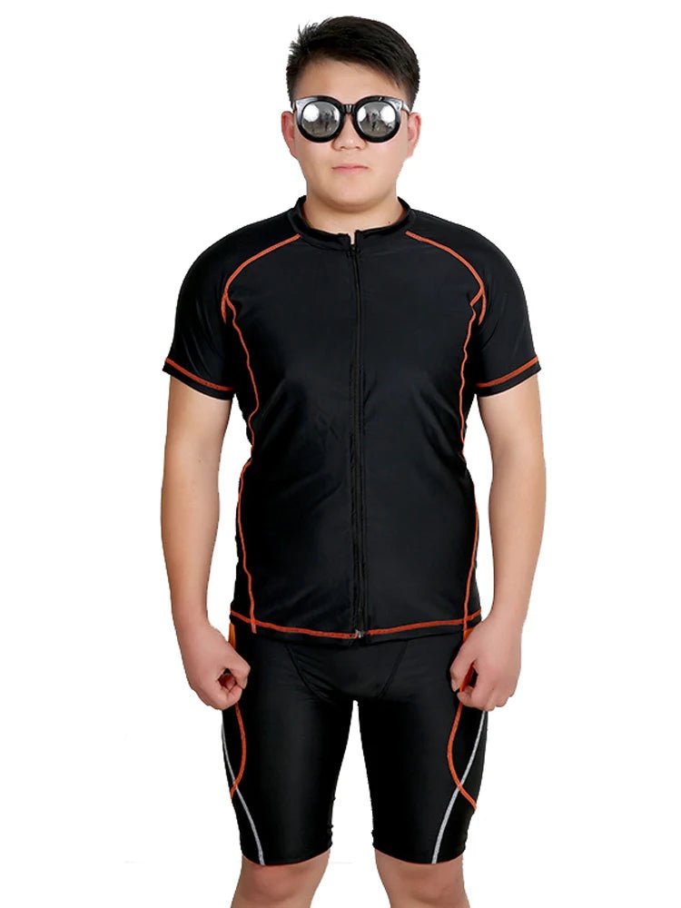Big Size Men Swimwear Set Swim Shorts Swimming Trunks Two Piece Swimsuit Beach Outfits Rashguard Man Beachwear Sportswear - Clothesfassion.store