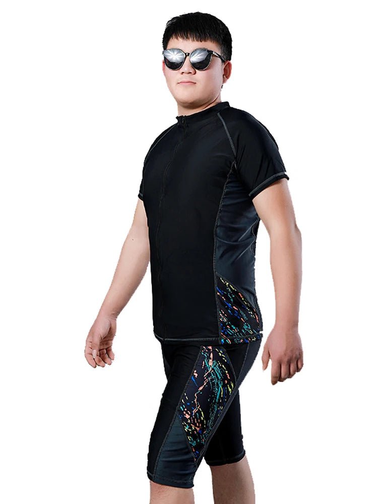 Big Size Men Swimwear Set Swim Shorts Swimming Trunks Two Piece Swimsuit Beach Outfits Rashguard Man Beachwear Sportswear - Clothesfassion.store