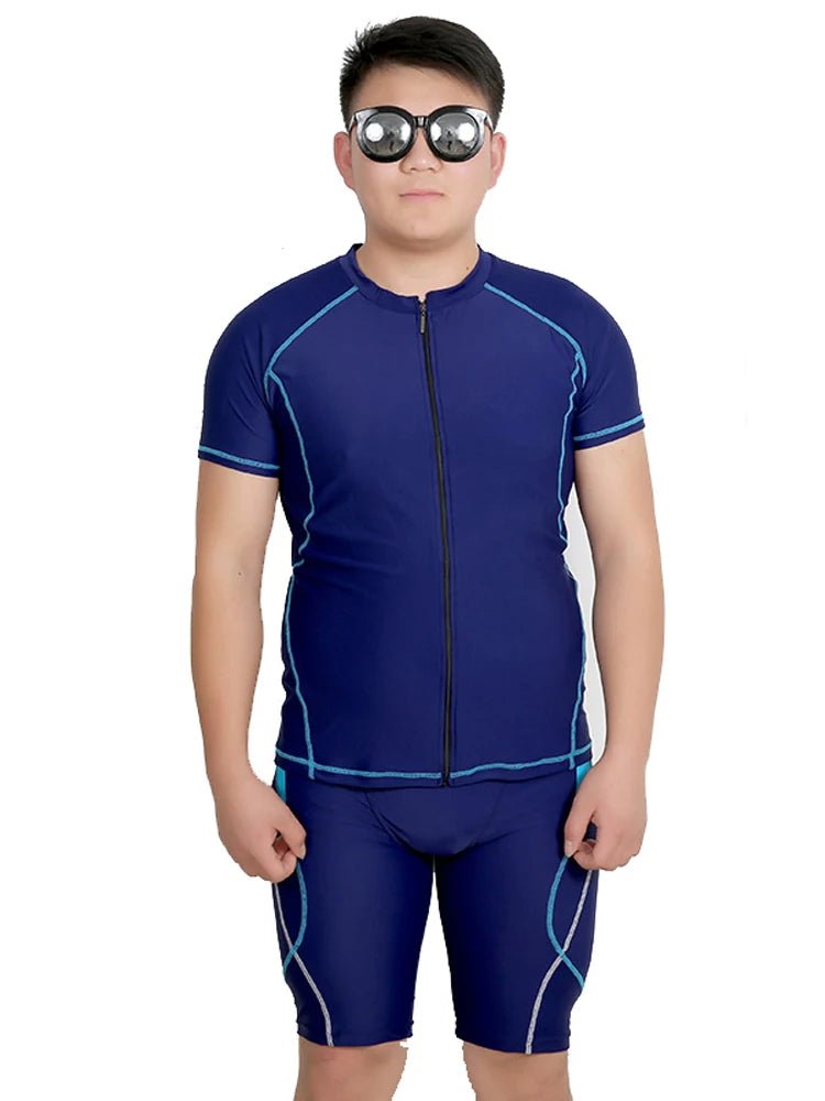 Big Size Men Swimwear Set Swim Shorts Swimming Trunks Two Piece Swimsuit Beach Outfits Rashguard Man Beachwear Sportswear - Clothesfassion.store