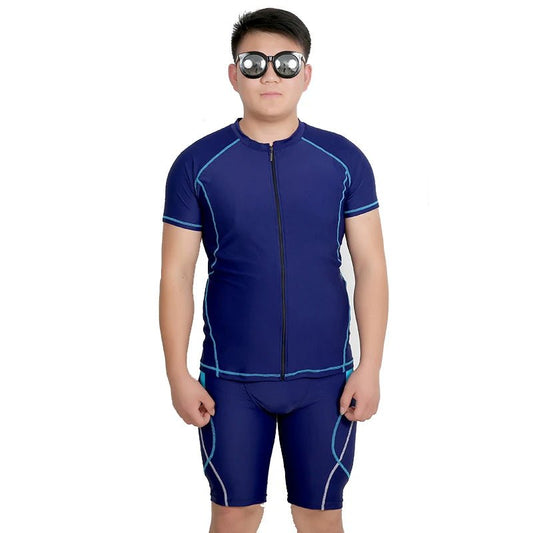 Big Size Men Swimwear Set Swim Shorts Swimming Trunks Two Piece Swimsuit Beach Outfits Rashguard Man Beachwear Sportswear - Clothesfassion.store