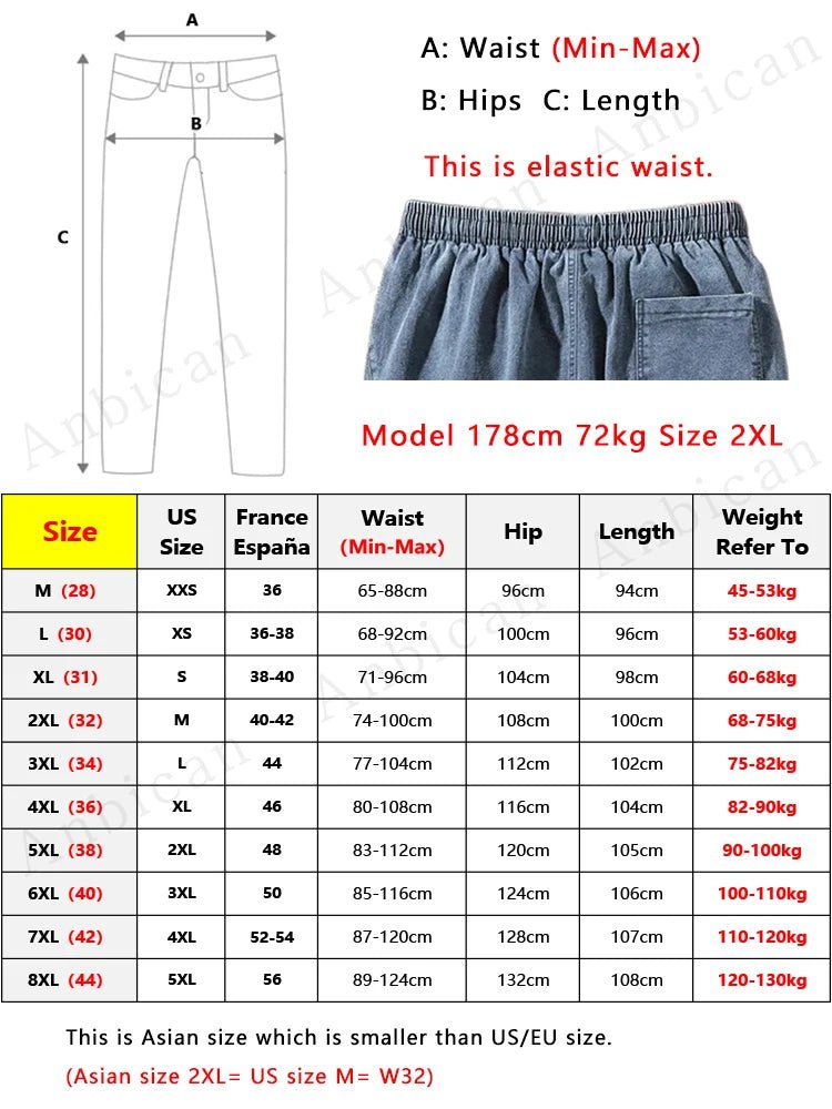 Big Size Men's Jogger Jeans 6XL 7XL 8XL Streetwear Black Blue Casual Denim Cargo Pants Stretch Cotton Taper Jeans Baggy Trousers - Clothesfassion.store