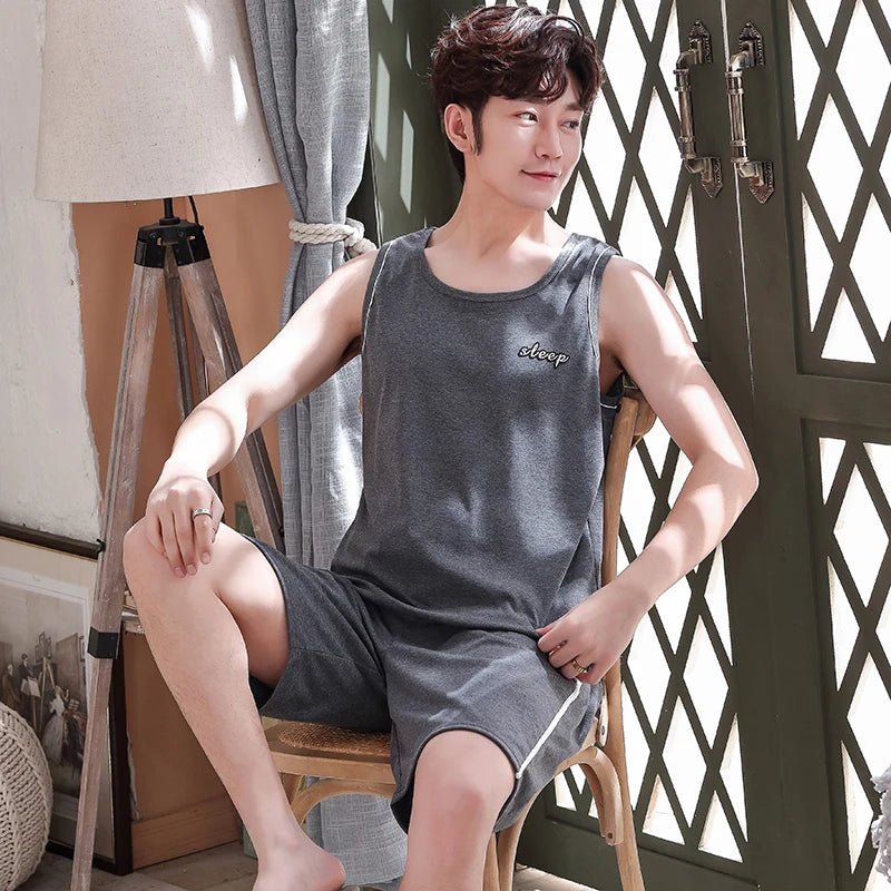 Big Size Pajamas Set for Men Summer Shorts Two Piece Sleepwear Shorts Sleeved Plus Size 3xl 4xl Loungewear Cotton Nightwear New - Clothesfassion.store