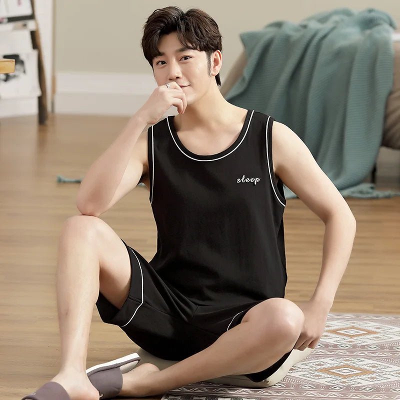Big Size Pajamas Set for Men Summer Shorts Two Piece Sleepwear Shorts Sleeved Plus Size 3xl 4xl Loungewear Cotton Nightwear New - Clothesfassion.store