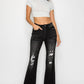 Black Low Waist Bell Bottom Jeans - Stretchy Slim Fit Fashion Denim - Clothesfassion.store