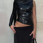 Black Y2k Top Folds Aesthetic Clothes O - Neck Roupas Femininas Estilosas One Shoulder Long Sleeve Ropa De Mujer Sexy Streetwear - Clothesfassion.store