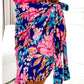 Blue Floral Print Lace - up High Waist Bodycon Mini Skirt - Clothesfassion.store