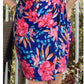 Blue Floral Print Lace - up High Waist Bodycon Mini Skirt - Clothesfassion.store