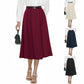 Business - casual Flared A - line Pleated Skirt With Pockets - Clothesfassion.store