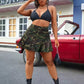 Camouflage Pleated Pocket Button Mini Skirt - Clothesfassion.store