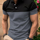Casual Men s V Neck T-Shirt with Button Lapel and Stylish Contrast Color Design Perfect for Summer Outfits - Clothesfassion.store