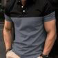 Casual Men s V Neck T-Shirt with Button Lapel and Stylish Contrast Color Design Perfect for Summer Outfits - Clothesfassion.store