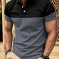 Casual Men s V Neck T-Shirt with Button Lapel and Stylish Contrast Color Design Perfect for Summer Outfits - Clothesfassion.store