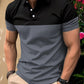 Casual Men s V Neck T-Shirt with Button Lapel and Stylish Contrast Color Design Perfect for Summer Outfits - Clothesfassion.store