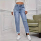 Casual Washed Ripped Jeans for Women Spring and Summer New Fashion Straight Nine Minutes of Pants Women - Clothesfassion.store