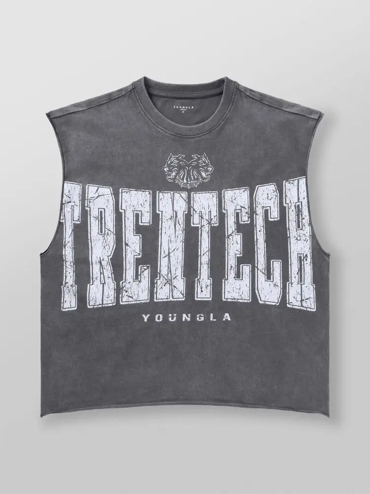 Chaozhou brand hot sales high street American retro washable old vest boys summer ins Chaozhou brand sports pure cotton sleevele - Clothesfassion.store