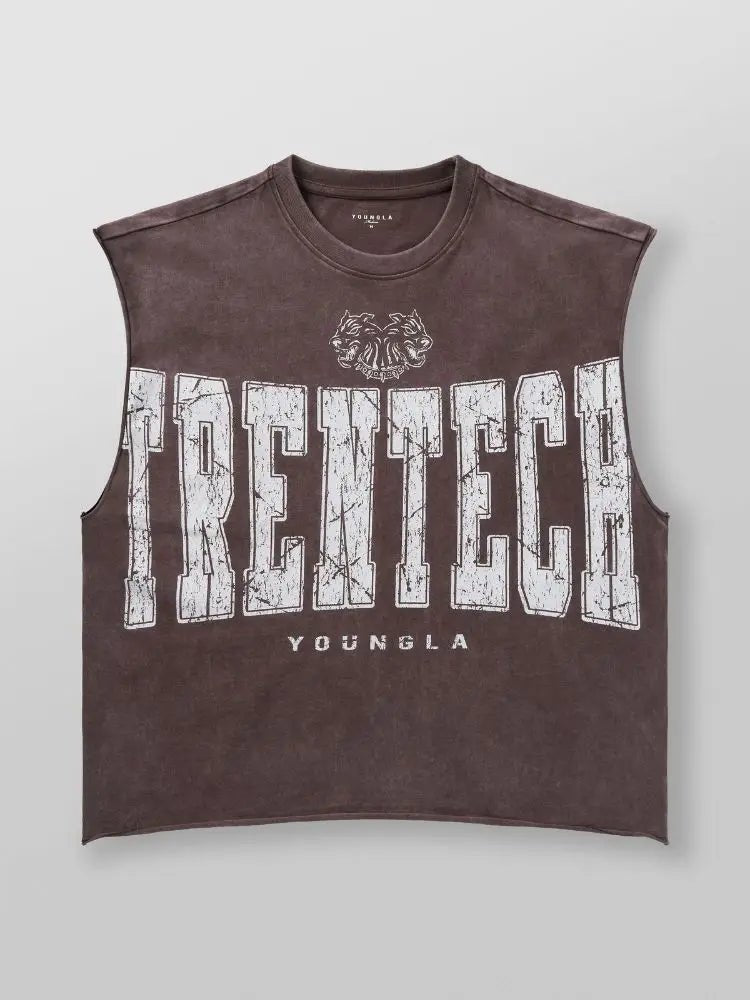 Chaozhou brand hot sales high street American retro washable old vest boys summer ins Chaozhou brand sports pure cotton sleevele - Clothesfassion.store