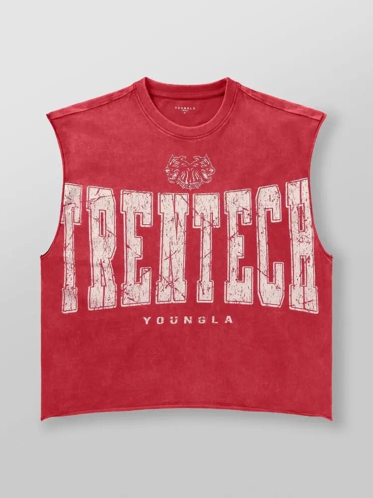 Chaozhou brand hot sales high street American retro washable old vest boys summer ins Chaozhou brand sports pure cotton sleevele - Clothesfassion.store