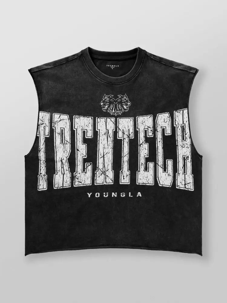 Chaozhou brand hot sales high street American retro washable old vest boys summer ins Chaozhou brand sports pure cotton sleevele - Clothesfassion.store