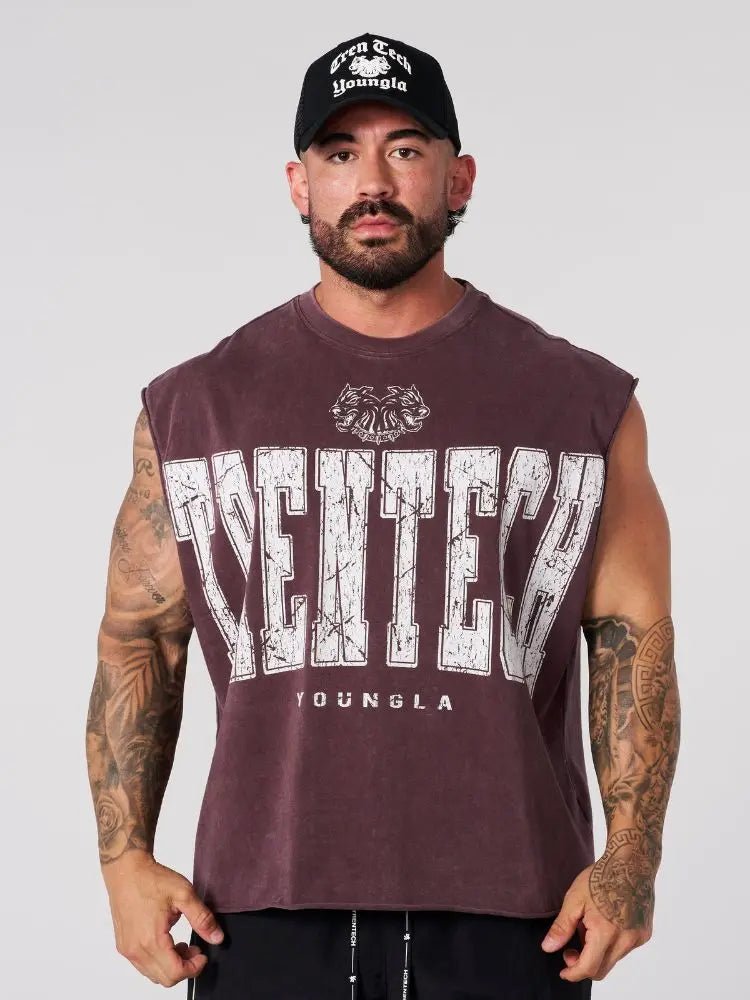 Chaozhou brand hot sales high street American retro washable old vest boys summer ins Chaozhou brand sports pure cotton sleevele - Clothesfassion.store