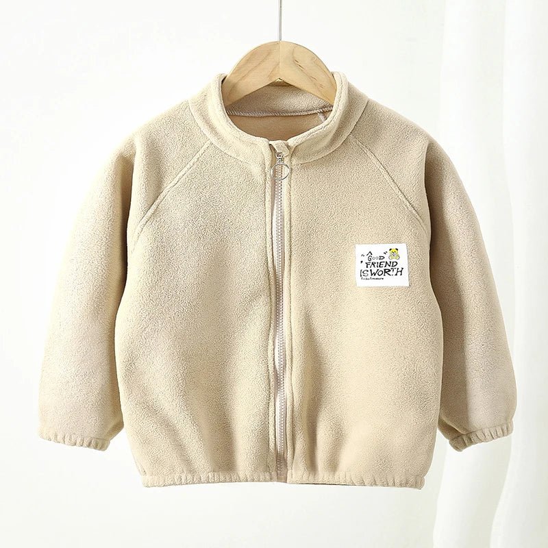 Children Plush Jacket Winter Baby Clothes Windproof Warm Thicken Velvet Kids Coat Boy Girl Toddler Lamb Fleece Turtleneck Tops - Clothesfassion.store