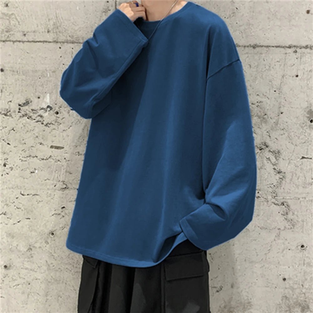 Cotton Oversize Men's Women T-shirt Man Long sleeves Pure Color Men t shirt T-shirts For Male Female Tops - Clothesfassion.store