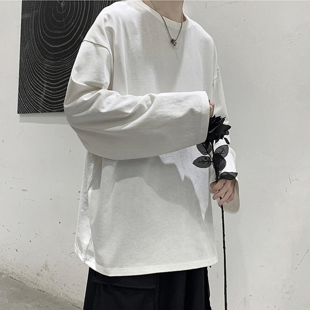 Cotton Oversize Men's Women T-shirt Man Long sleeves Pure Color Men t shirt T-shirts For Male Female Tops - Clothesfassion.store