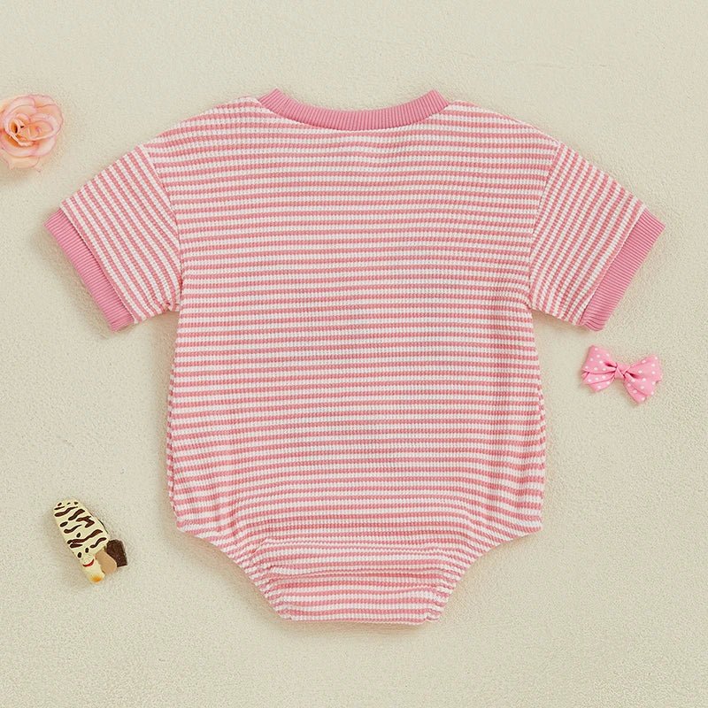Cute Baby Girls Rompers with Adorable Animal Print and Ruffle Detail Round Neck Short Sleeve Infant Bodysuits Jumpsuits for - Clothesfassion.store