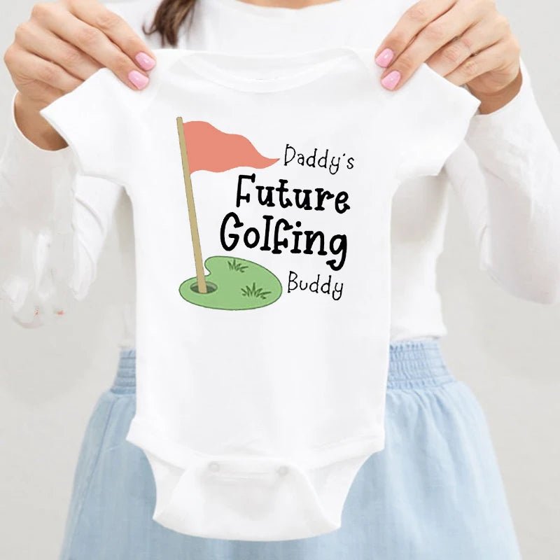 Daddy 's Future Golfing Buddy Print Baby Bodysuit Toddler Funny Newborn Rompers Summer Short Sleeve Clothes Infant Shower Gifts - Clothesfassion.store