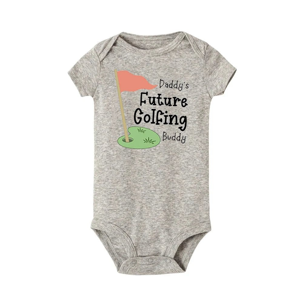 Daddy 's Future Golfing Buddy Print Baby Bodysuit Toddler Funny Newborn Rompers Summer Short Sleeve Clothes Infant Shower Gifts - Clothesfassion.store