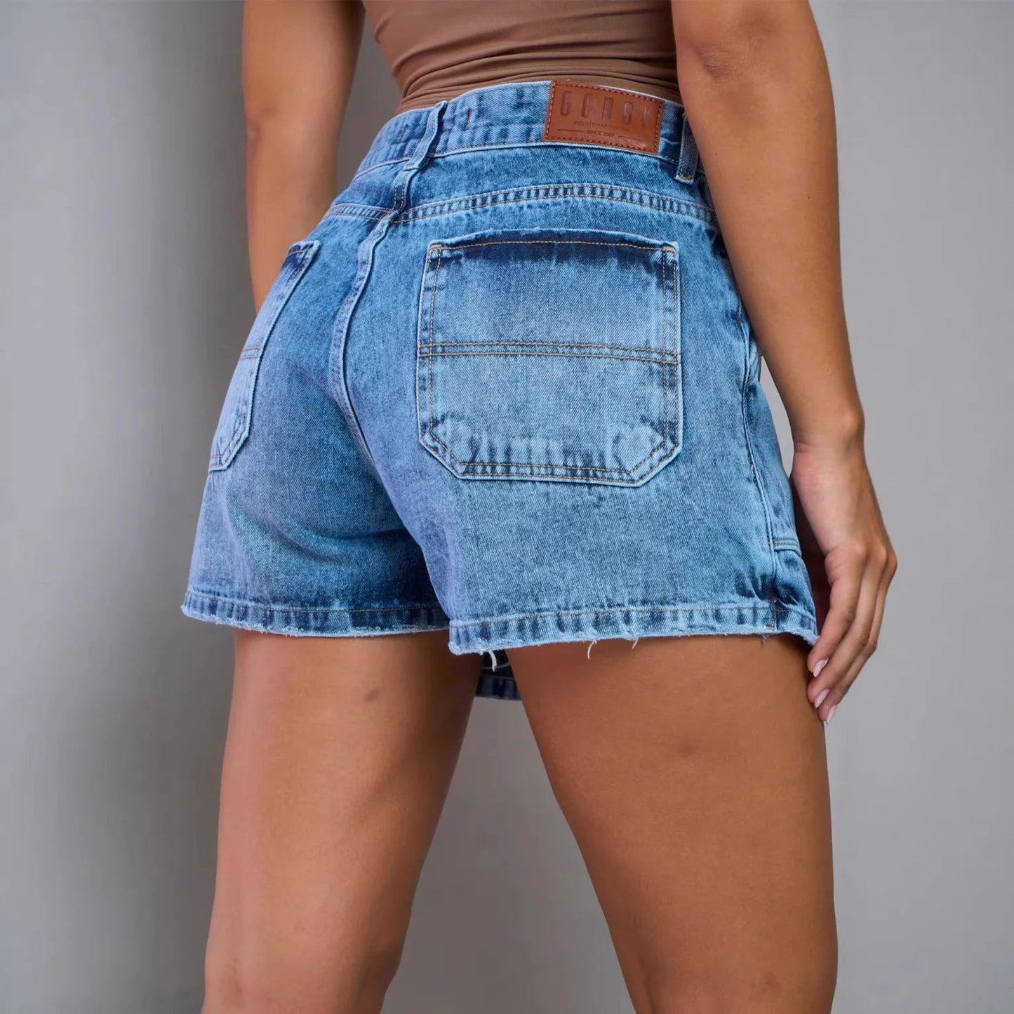 Denim Pant Women Shorts Skirts Jeans Short Pants Slim Fit High Waist Straight Trousers Y2k Streetwear Elegant Splice Work 2026 - Clothesfassion.store
