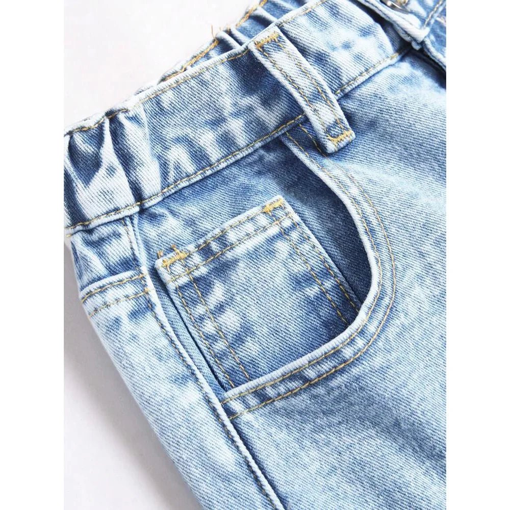 Denim Wide Leg Pants Women Jeans Embroidery High Waist Distressed Washed Mom Pockets Vintage Floor Length Trousers Streetwear - Clothesfassion.store