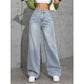 Denim Wide Leg Pants Women Jeans High Waist Straight Trousers Distressed Washed Pockets 2025 Loose Floor Length Streetwear - Clothesfassion.store