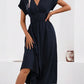 Dresses 2026 Woman Summer Solid - Color V - Neck Batwing - Sleeve Pleated Long Elegant Dress Woman Clothing Tops Skirts Y2k Clothes - Clothesfassion.store