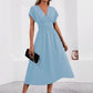 Dresses 2026 Woman Summer Solid - Color V - Neck Batwing - Sleeve Pleated Long Elegant Dress Woman Clothing Tops Skirts Y2k Clothes - Clothesfassion.store