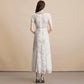 Elegant French Mature & Poised Lace with Diamond Collar Women Dress Flower Pattern Decoration Wear A - Line Chic Lady Dress - Clothesfassion.store