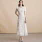 Elegant French Mature & Poised Lace with Diamond Collar Women Dress Flower Pattern Decoration Wear A - Line Chic Lady Dress - Clothesfassion.store